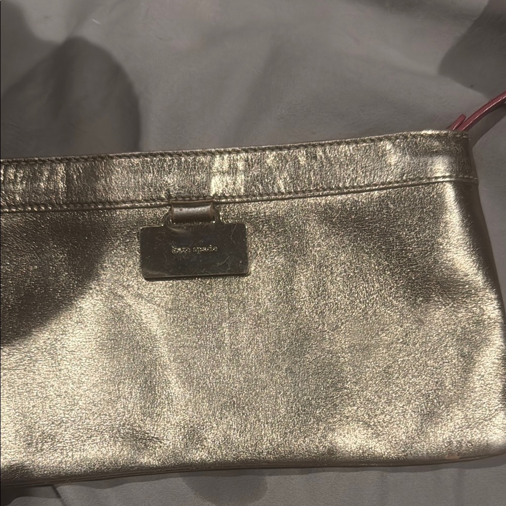 Kate Spade Gold Metallic Clutch/wristlet. Missing strap. Euc